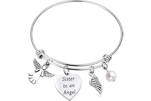 MYOSPARK Sister Memorial Bracelet Sister to an Angel Expandable Wire Bangle Bracelet Remembrance Jewelry Bereavement Gift for Loss of Sister