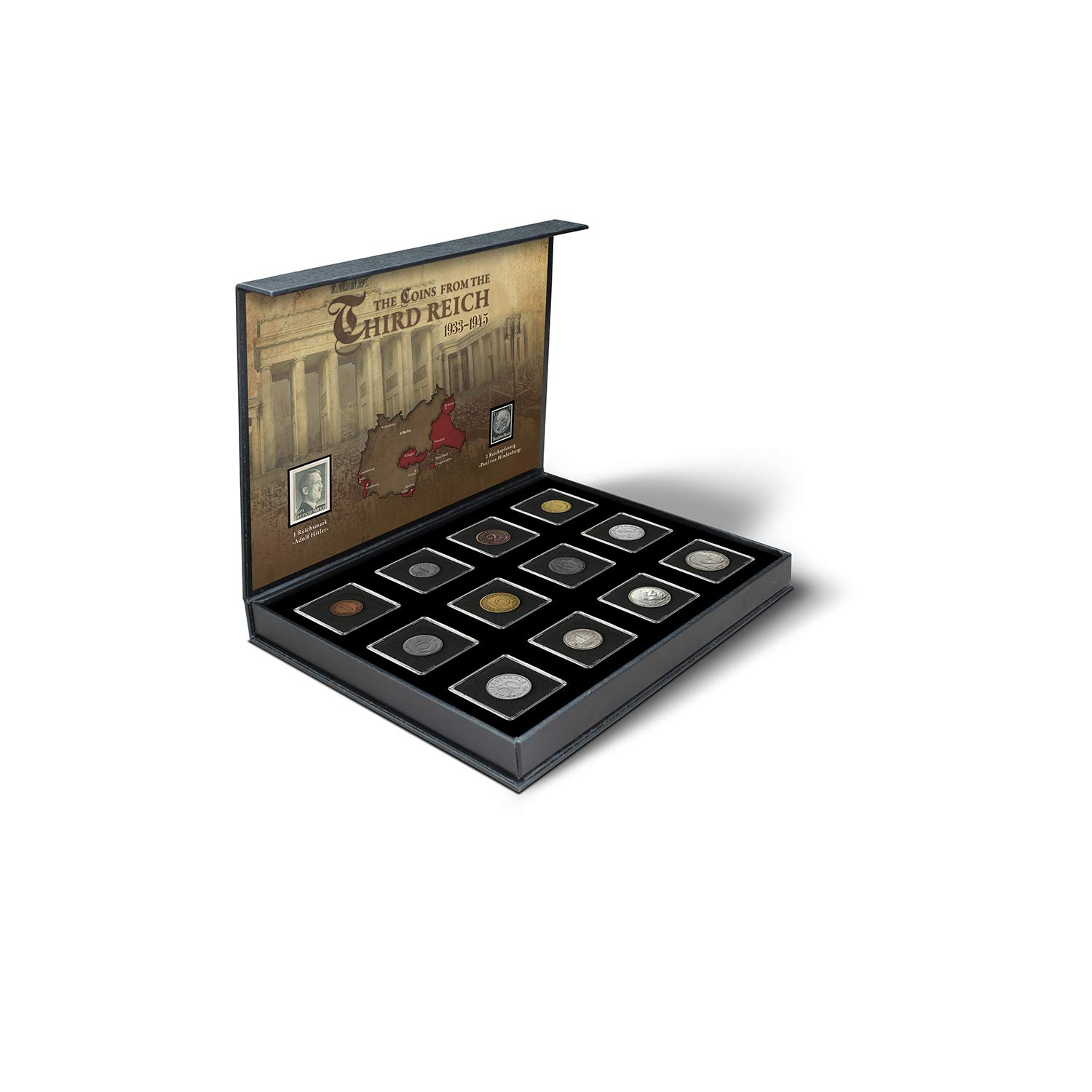 12 Genuine Coins of the Third Reich Nazis, Beautifully presented in Collectable Box