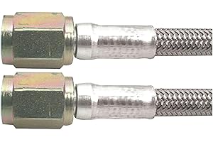 Allstar Performance Brake Hose, 9 in Long, 3 AN Hose, 3 AN Straight Female to 3 AN Straight Female, Braided Stainless, PTFE Lined, Each