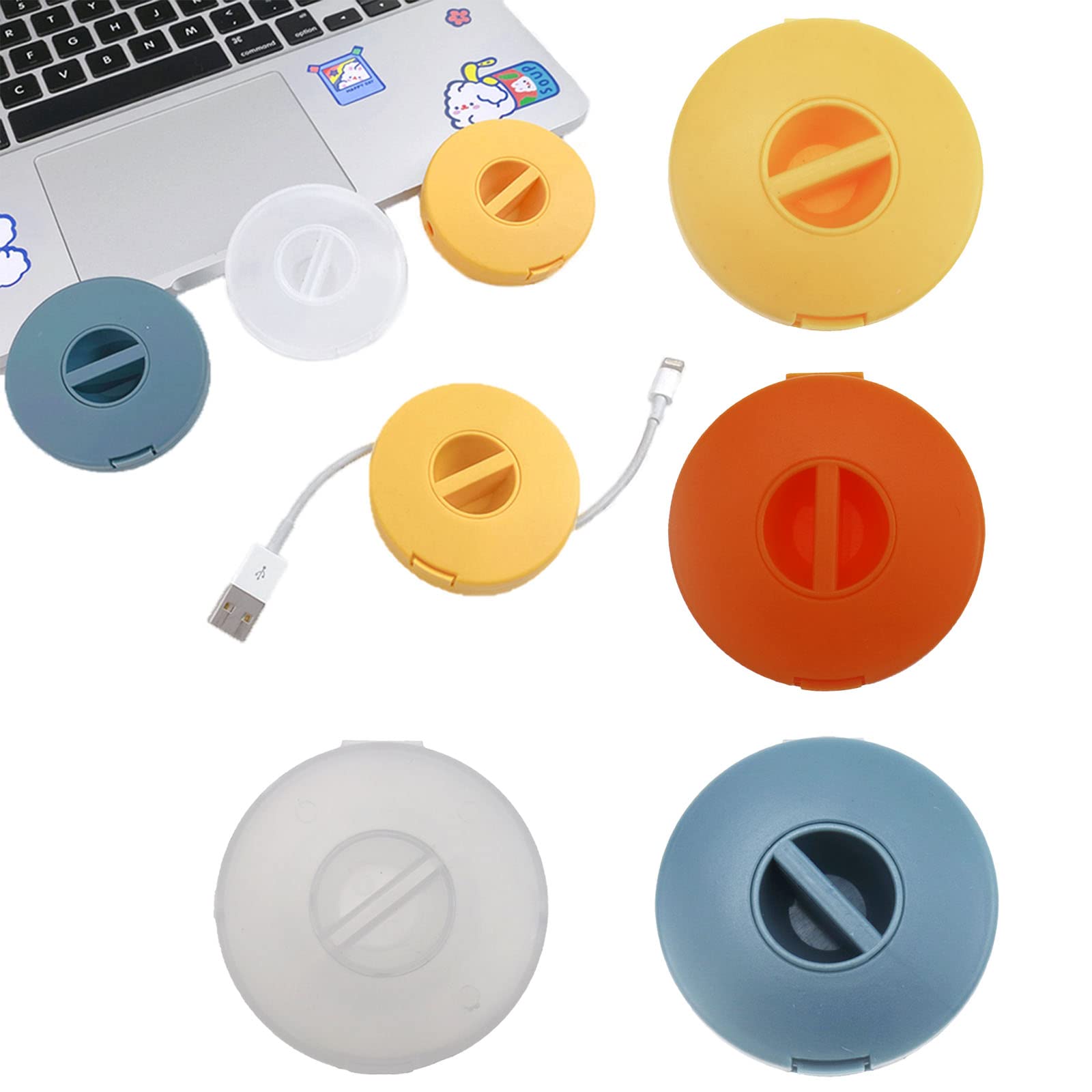 4 Pack Cable Tidy Compact Cord Management Cable Storage Winders Cable Reels Wire Storage Organizer for Charger USB Data Cords Earphones Home Office