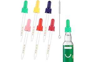 FEUNLEM Glass Dropper Pipettes for SodaStream Bubly Drops - 6PCS 1ML Food-Safe Droppers, Leakproof Design & Precise Measurement, Colorful Pipettes for Custom Flavored Sparkling Water (Multicolor)