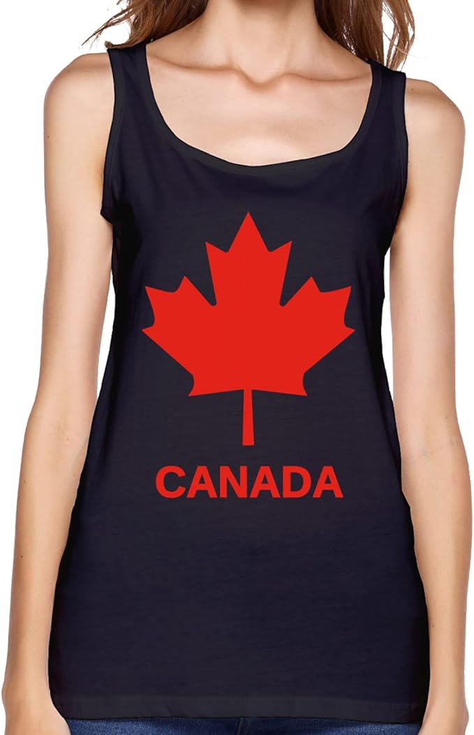 Women Tank Tops Canadian Flag Canada Maple Leaf Casual 100 Organic Cotton Sleeveless T Shirts
