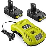 Powilling 2Pack 3500mAh Ryobi 18V Lithium Battery Pack Replacement for Ryobi 18-Volt ONE+ P104 P105 P102 P103 P107 P108 Cordl