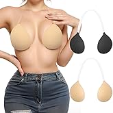 Invisible Adhesive Push-Up Bra Sticky Strapless Bra with Clear Halter Neck Strap for Backless Dresses/Tops