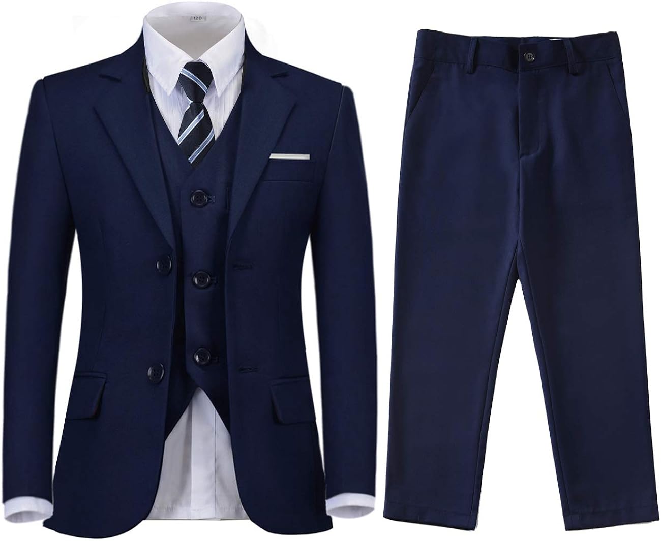 Boys Tuxedo Suit 5 Piece Boys Navy Blue Suit Set with