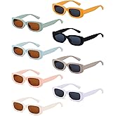 Xuhal 8 Pairs Kids Retro Rectangle Sunglasses Polarized Sunglasses Children Girls Boys Y2K Trendy Eyewear Square Frame Glasses for Summer Beach Age 3-10 Toddlers