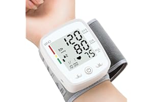 PEAKME Blood Pressure Monitor Adjustable Wrist Blood Pressure Cuff 2 x 90 Readings Digital Rechargeable Blood Pressure Machine with Voice Broadcasting with Carrying Case for Home Use