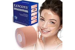 zancony 2 in 1 Face Tape, Forehead Tape for Anti Wrinkle Patches and Face Lift Tape for Full Face and Neck, Kinesiology Tape for Relaxing Facial Muscles, Hypoallergenic，5CM Wide