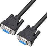 DTECH DB9 RS232 Serial Cable Female to Female Null Modem Cord Cross TX/RX line for Data Communication (6 Feet, Black)