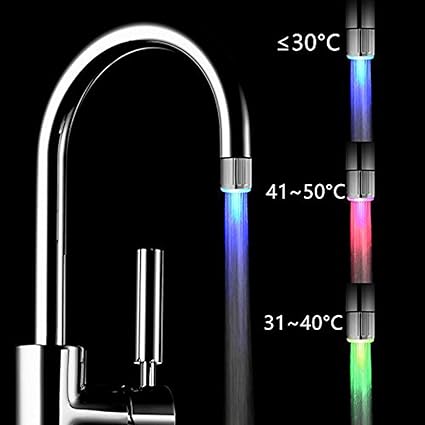 amiciVision Temperature Controlled Color Changing LED Water Faucet Tap for Kitchen and Bathroom (Green, Blue and Red)