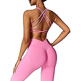 ABOCIW 2 Piece Workout Sets for Women Seamless Strappy Sports Bra V Scrunch Butt Lifting High Waist Leggings Gym Set