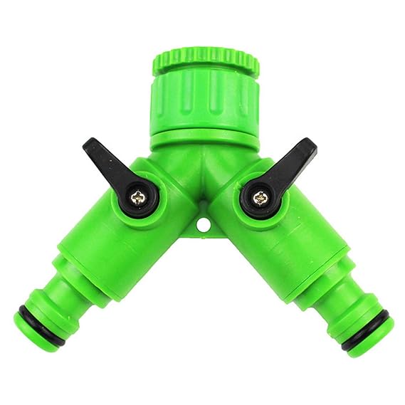 2-Wege-Wasserhahn-Rohrschlauchverbinder-Splitter mit Ventilen für 1  / 2 Zoll 3  / 4 Zoll Wasserhahn-Garten-Blumen-Pflanzen-R