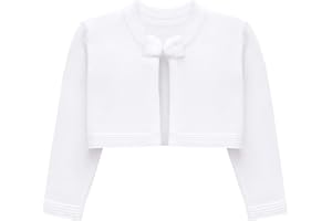 Lilax Baby Girls' Knit Long Sleeve Sweater, Bowknot Closure Bolero Cardigan