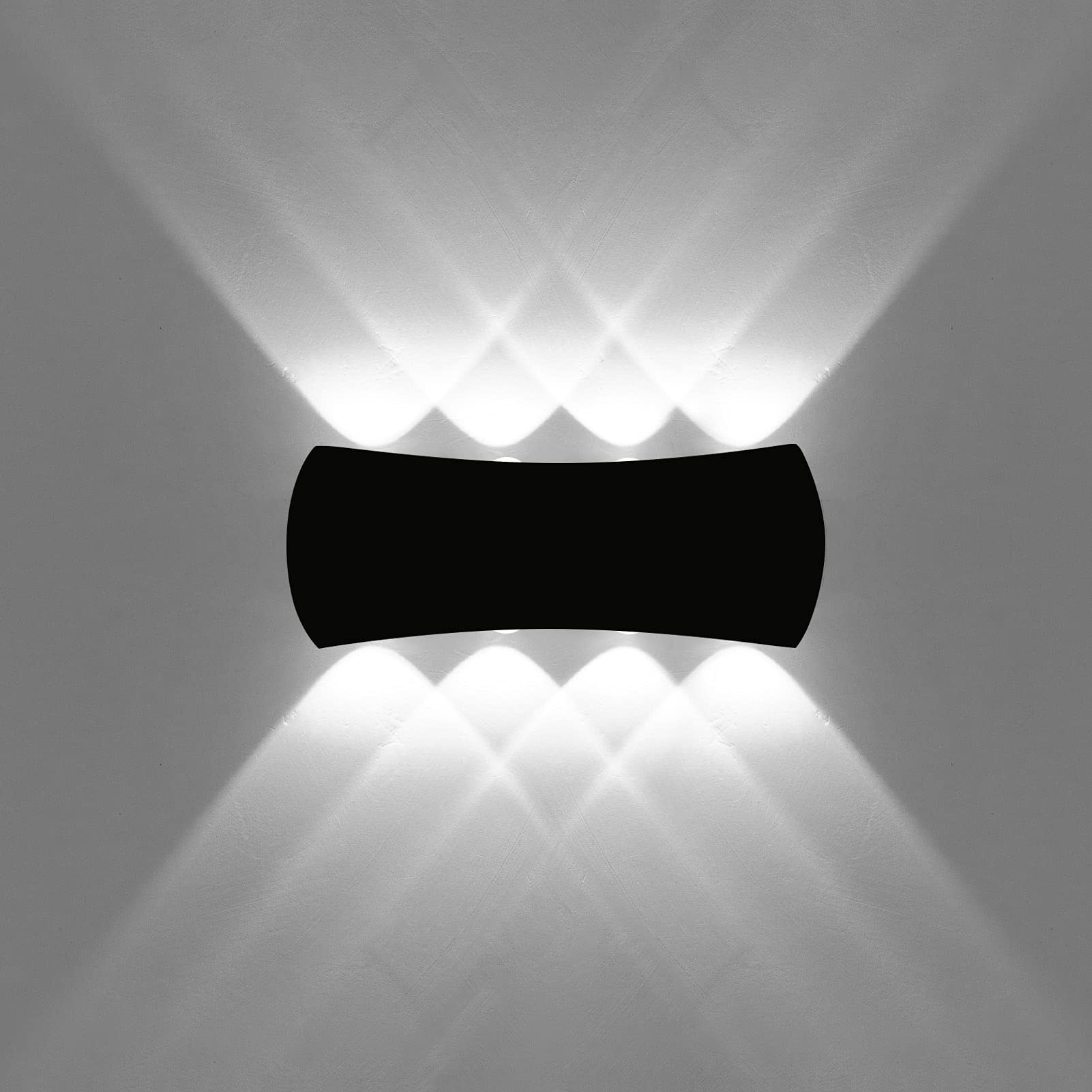 KAWELL 8W Modern Wall Lamp LED Wall Light Up Down Aluminum Wall Wash Light Indoor Outdoor Waterproof IP65 for Bathroom Porch Bedroom Corridor Living Room Stairs Hallway, Black 6000K