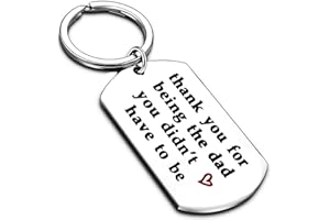 Nimteve Stepdad Gifts From Stepdaughter Stepson Step Dad Keychain Key Tags Father’s Day Gifts For Stepfather Father In Law From Daughter Son (Thank You For Being The Dad You Didn't Have To Be 01)