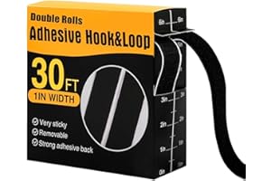 Hook and Loop Strips with Adhesive,URSMART 30Ft x 1 Inch Hook and Loop Tape Heavy Duty Double-Sided Adhesive Strips Strong St