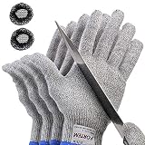 FORTEM Cut Resistant Gloves, 4 Gloves, Level 5 Protection, Food Grade, EN388 Certified (Large)