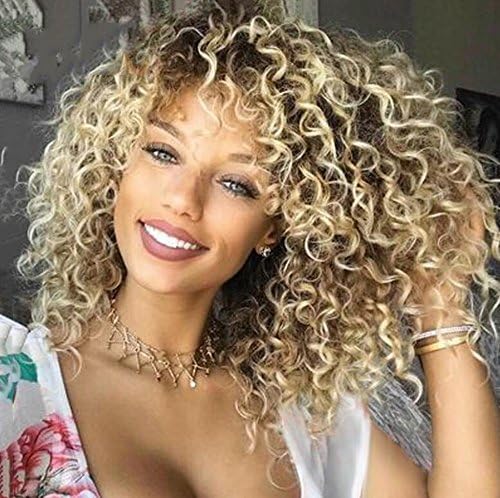 1234 synthetic lace wig,High quality women's fashion natural high temperature wire gradient short curly hairheat resistant wig