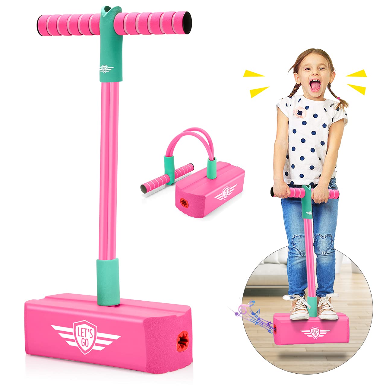 Toyzey Girls boys Toys Age 3 4 5 6 7 8 9 10 11 12, Foam Pogo Jumper Toy for 3-12 Year Old Girls boys Indoor Toys 3-12 Year Old Girls boys Gifts Jumperoo Toy for Autistic Children Rose Red β image 1