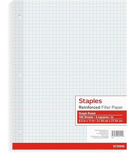 Amazon.com : Staples 572541 Reinforced Filler Paper Graph