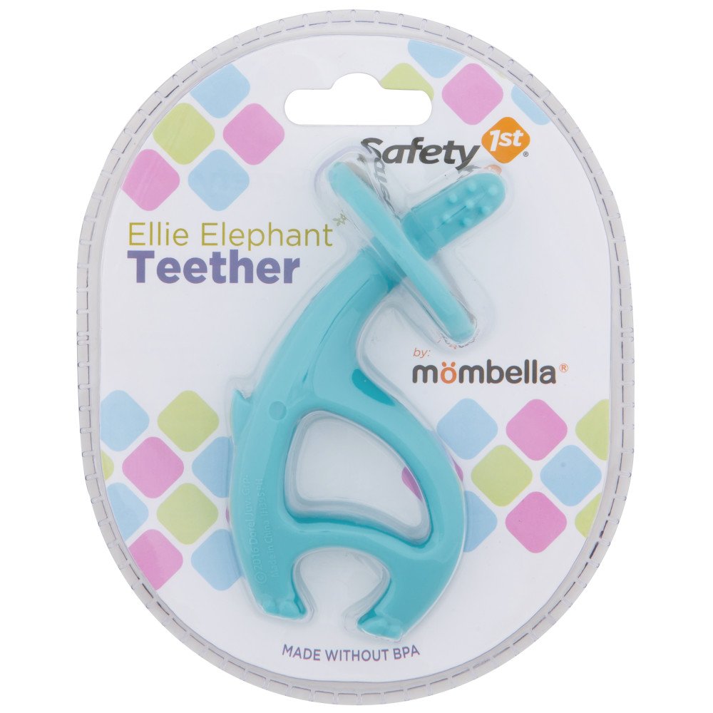 Mombella Dancing Elephant Blue BPA Latex Free Safe Silicone Baby Teether Toy for Mouth Explore, Hand-Mouth Connection Toy for 3-7M Chewing&Biting Baby with a clip : Baby