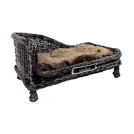 Michur Susi, Hundekorb Rattan Katzenkorb Hundebett Hund Rattan Weide braun Hundekörbchen Katzenbett weide, ca. 68x41x32cm