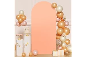 FUHSY Wedding Arch Cover Peach Arch Stand Cover 2.6x6FT Arch Covers Stretchy Backdrop Fabric Spandex Fitted Arch Backdrop Cover Chiara Backdrop Arch Cover for Baby Shower Balloon Party Decor
