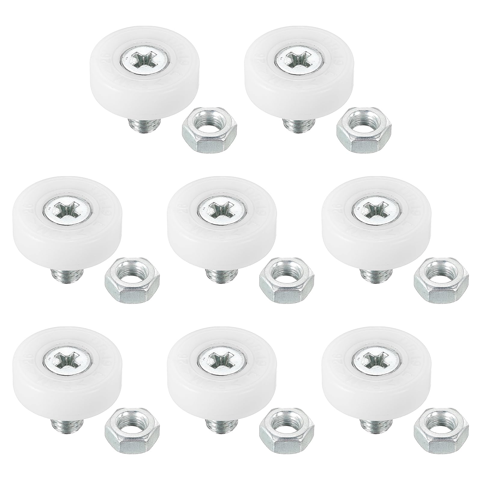 PATIKIL 19mm Drawer Rollers, 8 Pack Plastic Drawer Pulley Replacement Wheels Bearing Small Pulley with Nuts