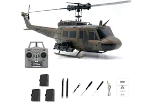 RC-ERA C032 UH-1 Huey RC Helicopter for Adults, 1/48 Scale 2.4G 6-Axis Gyro 6CH Flybarless Stabilized Military Aircraft with 