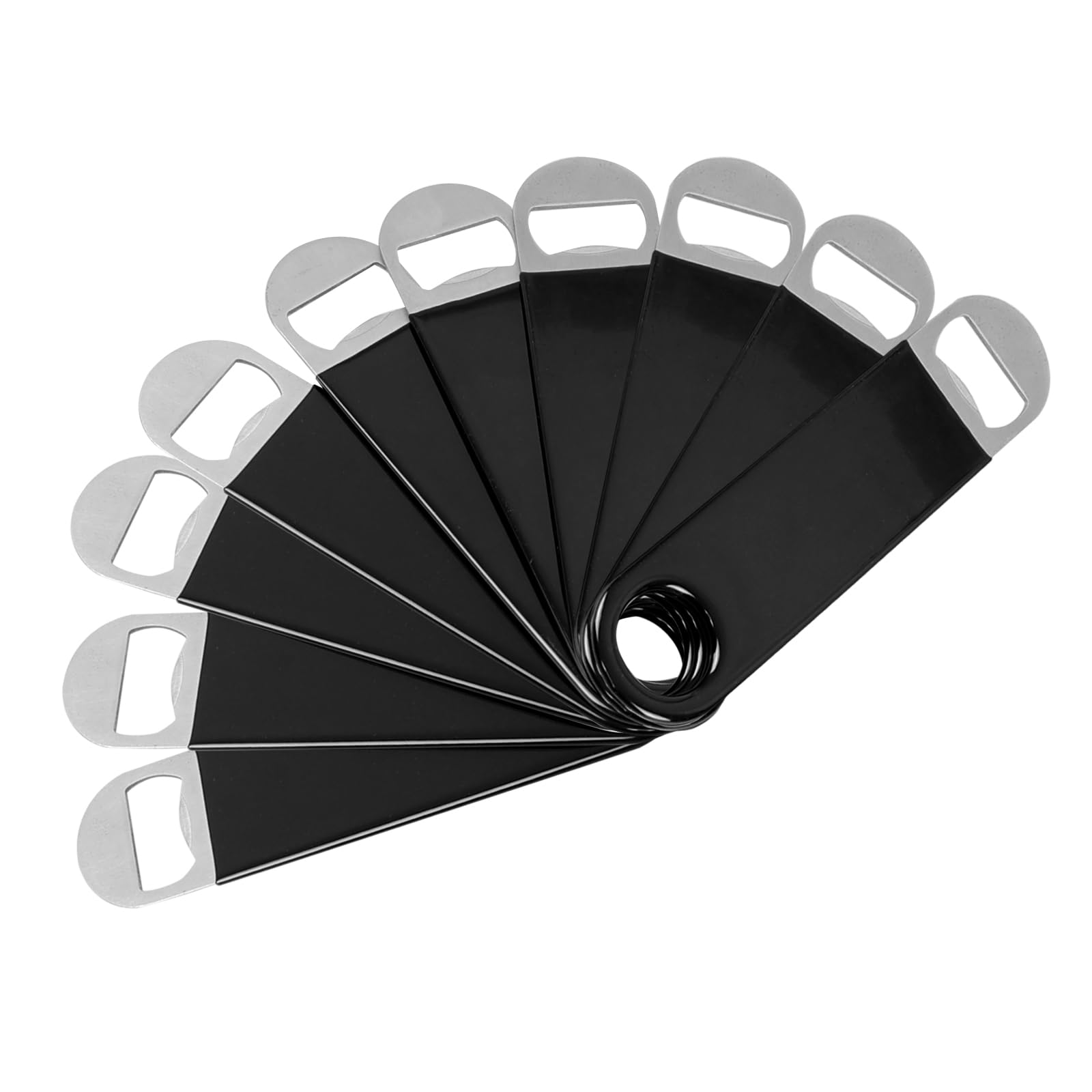 Qqbine Stainless Steel Black Beer Bottle Openers with Coated Handle, 10 Pieces