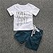 FEITONG 1Set Kids Toddler Boys Letter Print T-Shirt+ Shorts (2T / 2Years)