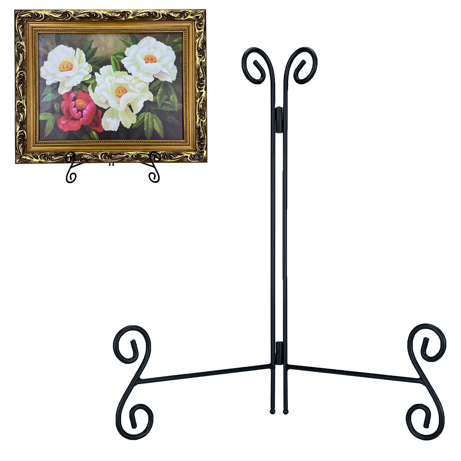 UOYEET Plate Stand, 12 Inch Plate Holder Display Stand 1 Pack, Black Metal Picture Stand Picture Frame Easel for Home Office Exhibition Reception…