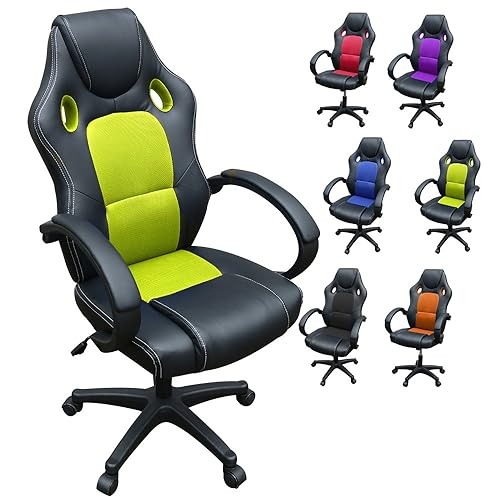 WEIBO Computer Gaming Chair, Racing Office Chair with Hight Back and Armrest, Green & Black