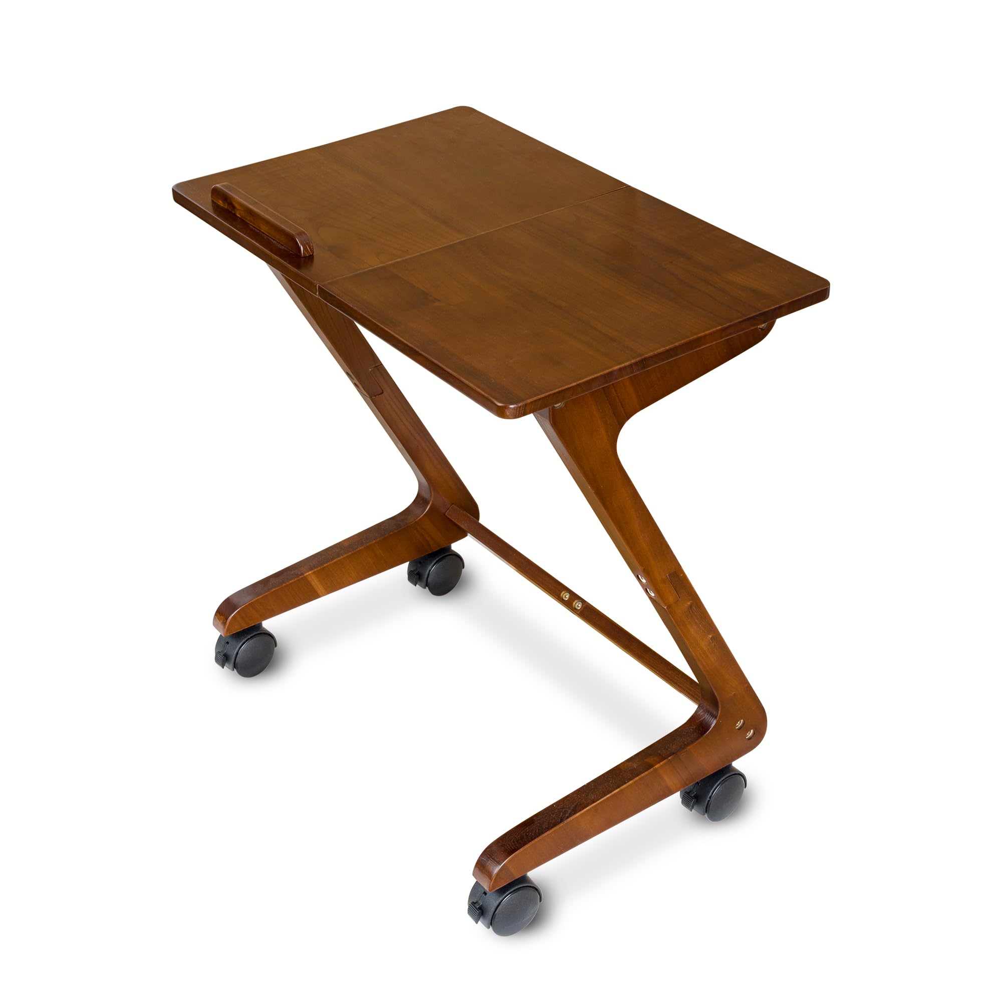 Photo 1 of FLYJOE TV Tray Table with Casters, Solid Rubberwood End Tables, Sofa Side Table Couch Table Laptop Desk Removable Snack Tray for Coffee Bed Sofa Eating Writing Reading Living Room Bedroom, Dark Walnut