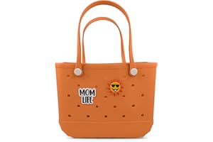 Jesslynne Beach Rubber Bag Tote Bag,Extra Large Waterproof Travel Women Handbag with Charms for Sports Beach Groceries Pool