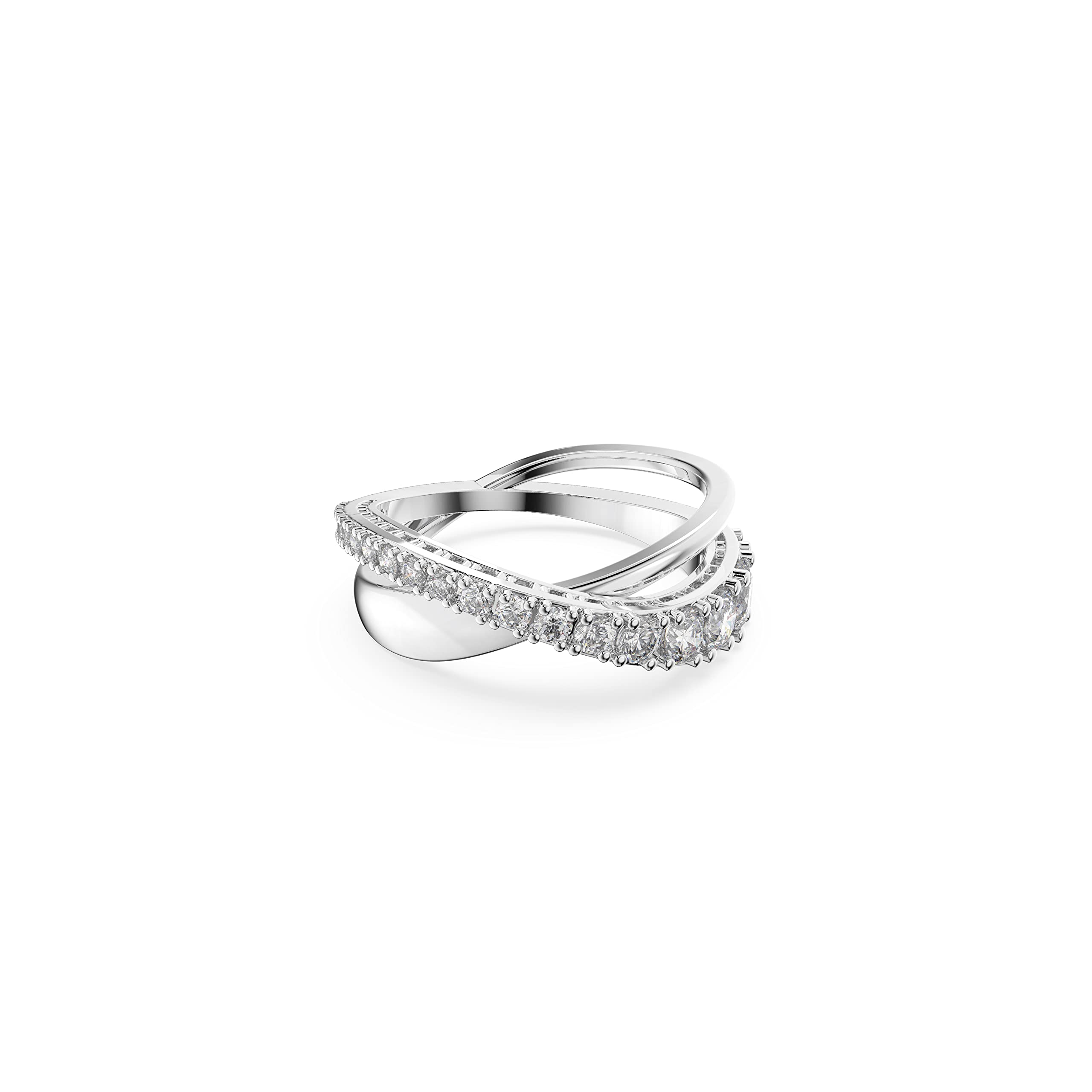 Swarovski Twist ring, White, Rhodium plated, 58