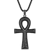 StoryEtain Scarab/Eye Of Horus Ankh Necklace 925 Sterling Silver Egyptian Necklace Ankh Cross Pendant Ancient Egyptian Symbol jewelry Gift for Men Women