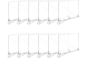 Fixwal 12 PCS Detachable Acrylic Shelf Dividers for Closet Organization Clear Shelf Divider for Closet Organizers and Vertical Purse Organizer for Closet, Bedroom, Kitchen, Office, Cabinets, Bathroom