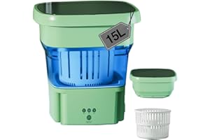 ZLDYPINK Portable Washing Machine,15L Mini Washer, Upgraded Motor Foldable Washer Machine Deep Cleaning for Underwear, Baby Clothes, Small Items,Ideal for Apartment,RV,Travel,Camping (Green)