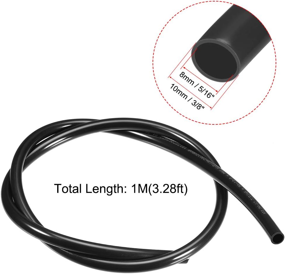 sourcing map Pneumatic Tubing, 10mm(3/8") OD x 8mm(5/16") ID Air Brake Tubing Nylon Air Line Hose 1m Black - Image 3