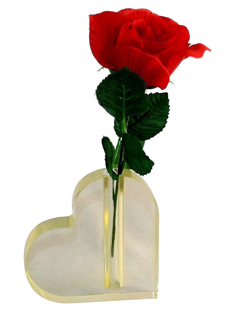 Lucite Heart Shaped Bud Vase For Desktop Shelf Table Clear