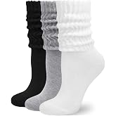Rehelu Womens Scrunch Crew Socks Cushioned Cotton Retro Slouchy Boot Socks