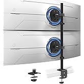 Heavy Duty Dual Monitor-Arm for 17-49'' - Double Vertically Stacked Monitor Mount, Extra Tall Ultrawide Desk Stand Holds up to 44 lbs per Screen, Vesa 75/100, Black