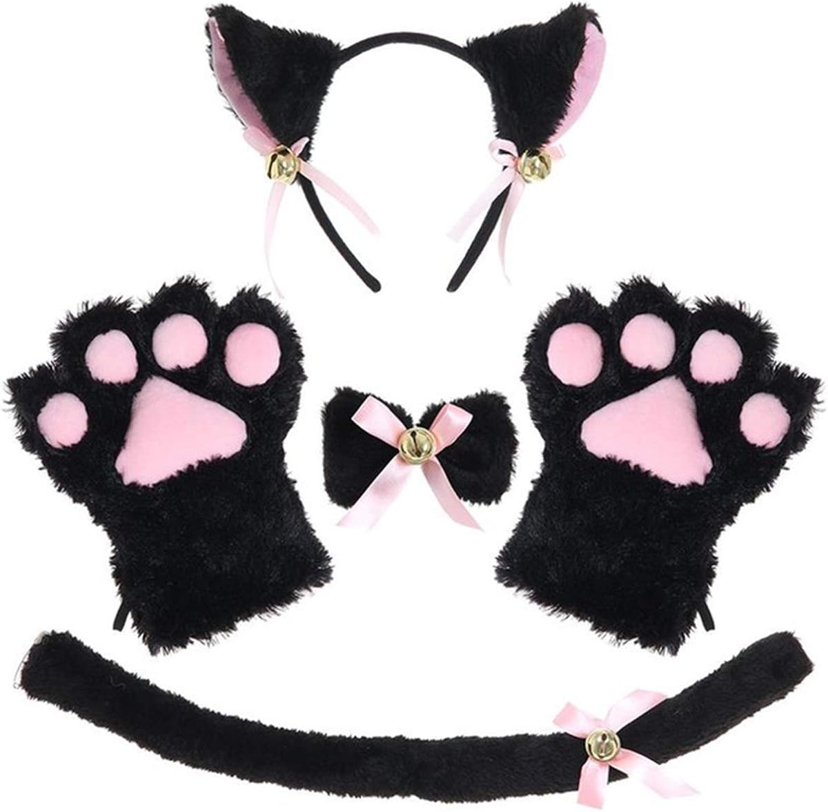 Cat Cosplay Costume, 4Pcs Cosplay Cat Kitten Tail Ears Set