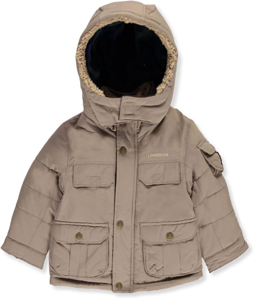 London Fog Baby Boys' Heavyweight Parka Outerwear Coat, Tan, 24M Clothing