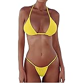 XUNYU Thong Bikini Sets for Women - Brazilian Micro String Bikinis Sexy Two Piece Swimsuit Triangle Top Halter Bathing Suits