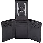 Stealth Mode Trifold Leather Wallet for Men with ID Holder and RFID Blocking (Black)