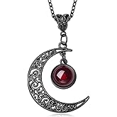 MAIBAOTA Gothic Witch Necklace Crescent Moon Necklace Emo Punk Vintage Black Jewelry Halloween Costume Gothic Jewelry Gifts for Women