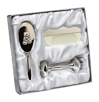 baby brush and comb set silver