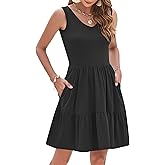 AUSELILY Womens Summer Dresses 2026 Casual Sleeveless Sundress Beach Vacation Flowy Tiered Short Dresses with Pockets